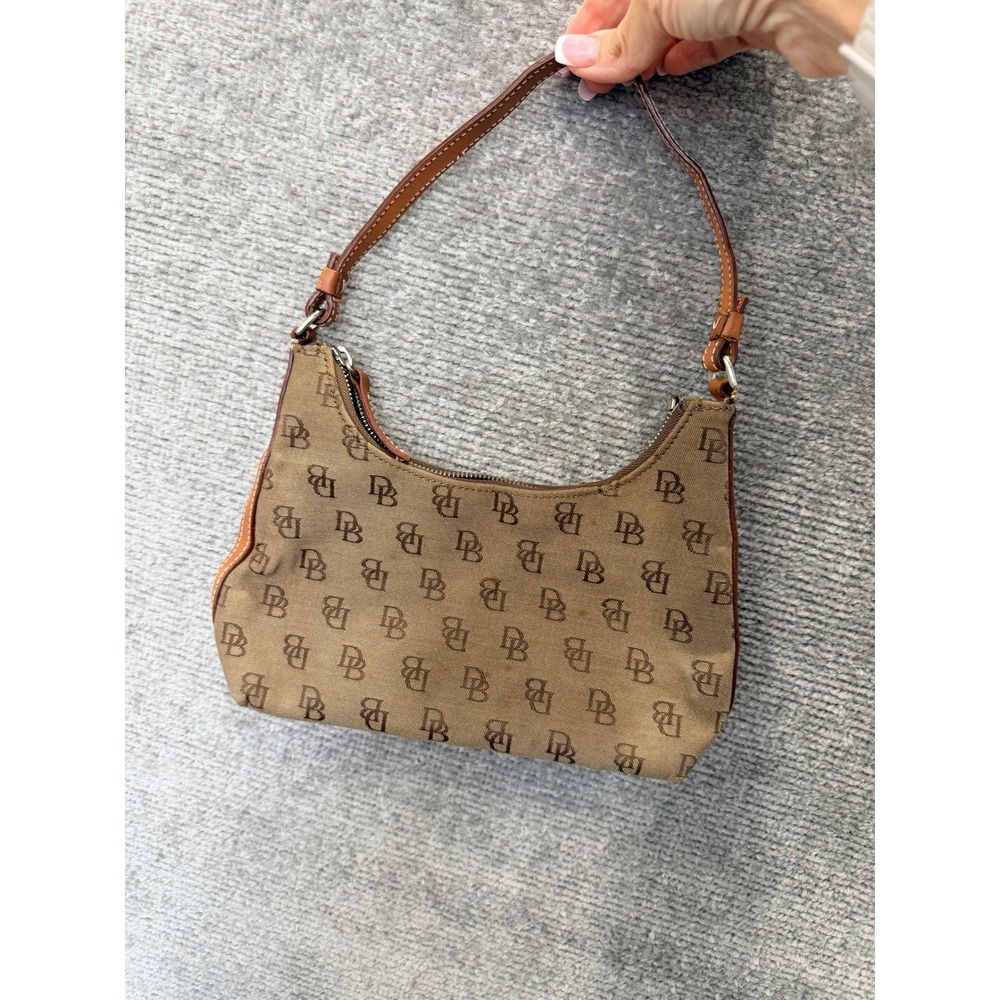 Dooney & Bourke Baguette Bag Women Small Brown Monogram Vintage Y2K Shoulder Bag